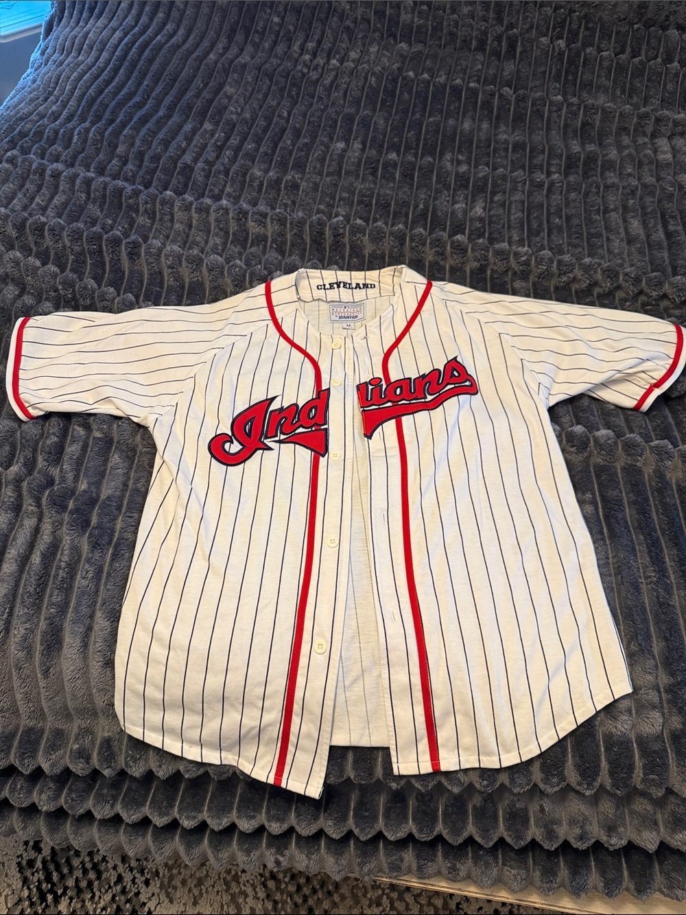 White Pinstripe Baseball Jersey Indians guardians